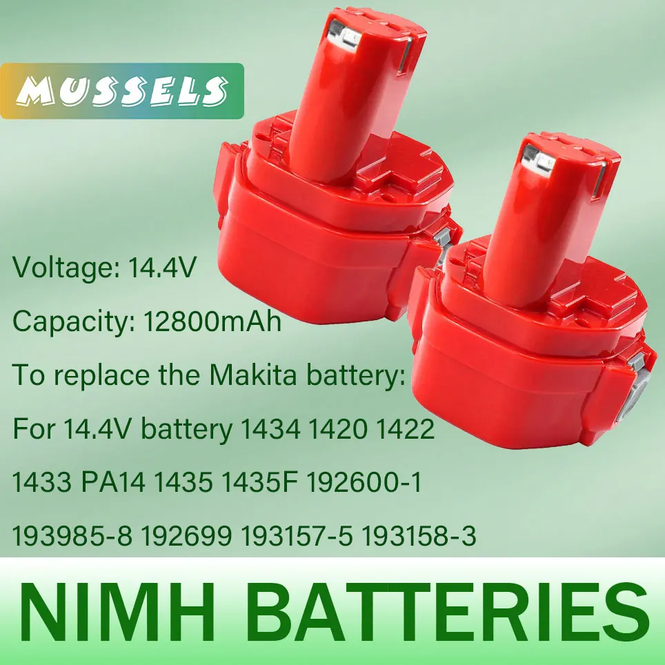 

Аккумулятор 12800 мАч 1434 Φ 14,4 В, совместимый с Makita PA14 1433 1435 1435F 192600-1 193985-8 193157-5 193158-3