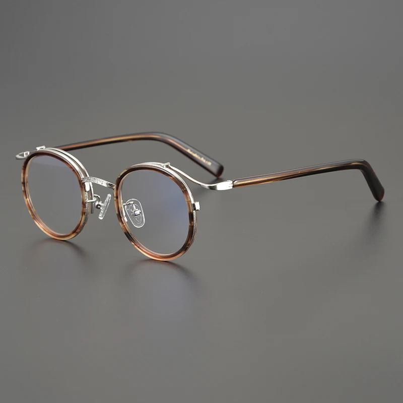 

Handmade retro literature art ultra-light titanium round can be equipped with degree myopia glasses men women tide glasses frame
