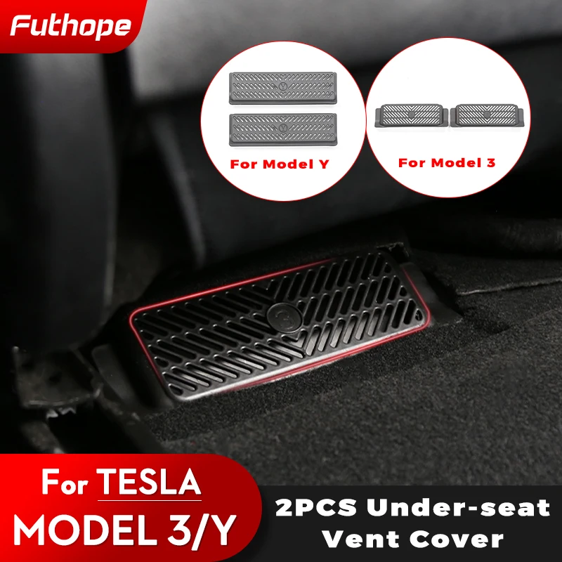 

Futhope 2pcs Snap-fit Air Conditioning Air Outlet Mask Under Seat Vent Protection Cover for Tesla Model Y 3 2021-2022