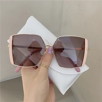 2022 summer fashion blackout sunglasses women ocean water cut trimmed lens metal curved temples sun glasses big frame female