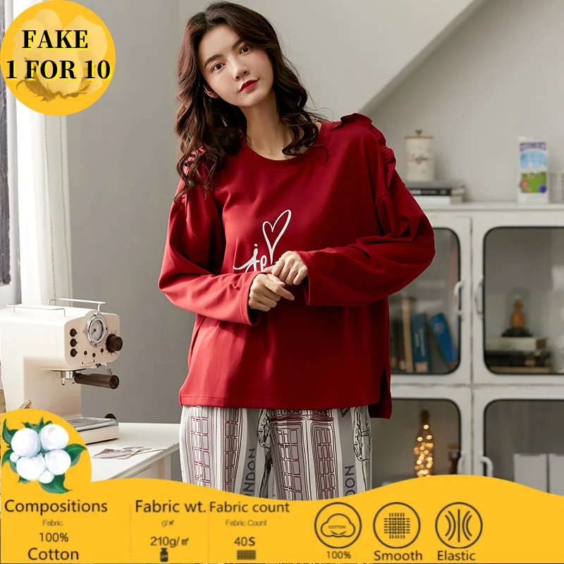 Пижама женская из чистого хлопка элегантный пижамный комплект повседневная