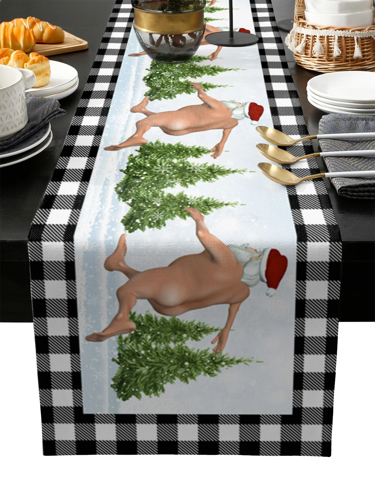 

Santa Claus Streaking Table Runner Wedding Festival Table Decoration Home Decor Kitchen Table Runners Placemats