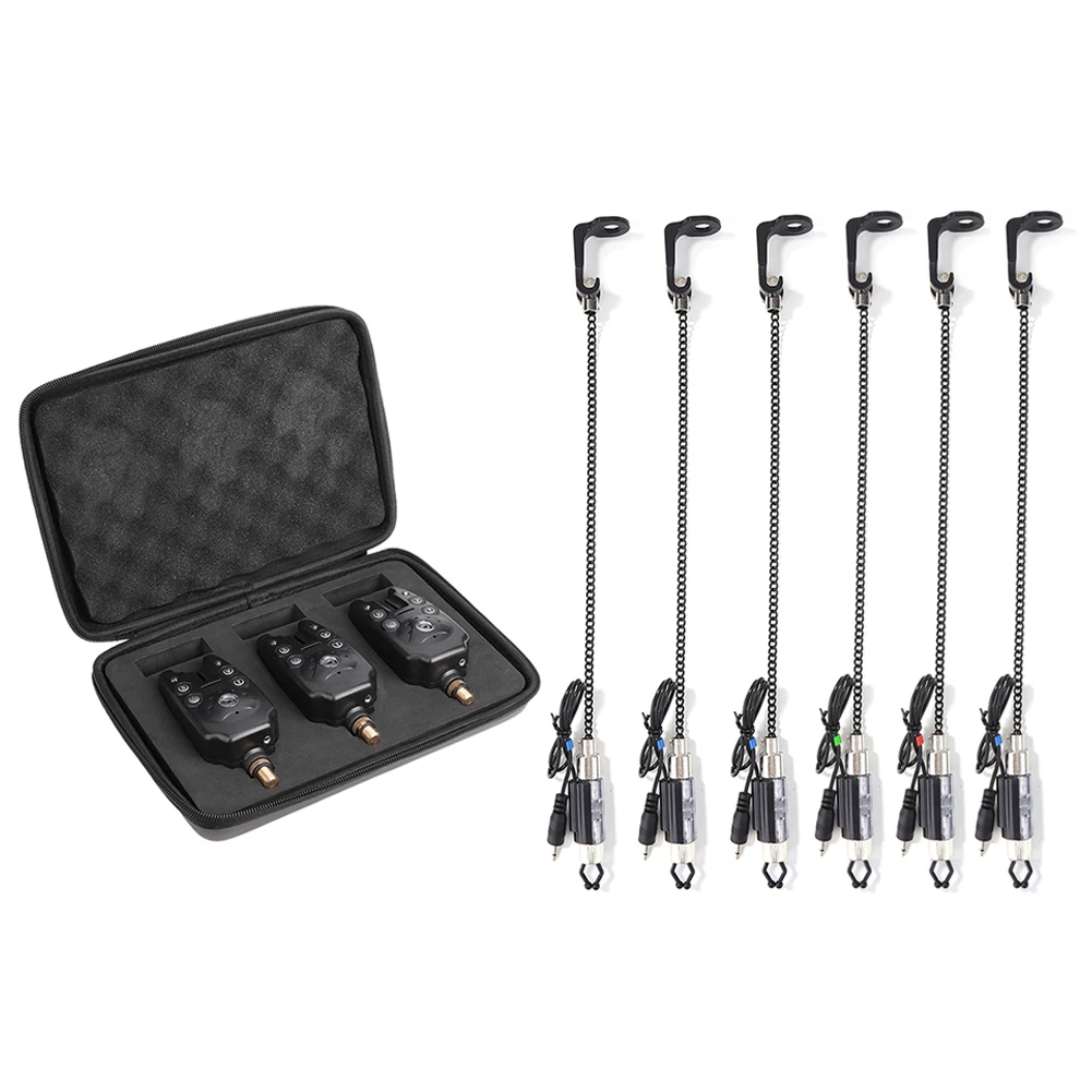 

Hot Sale Fishing Alarms Skillful Manufacture 3pcs Fishing Bite Alarm+3pcs Portable Flash Soft Pendant Wiggler Fishing Tackle