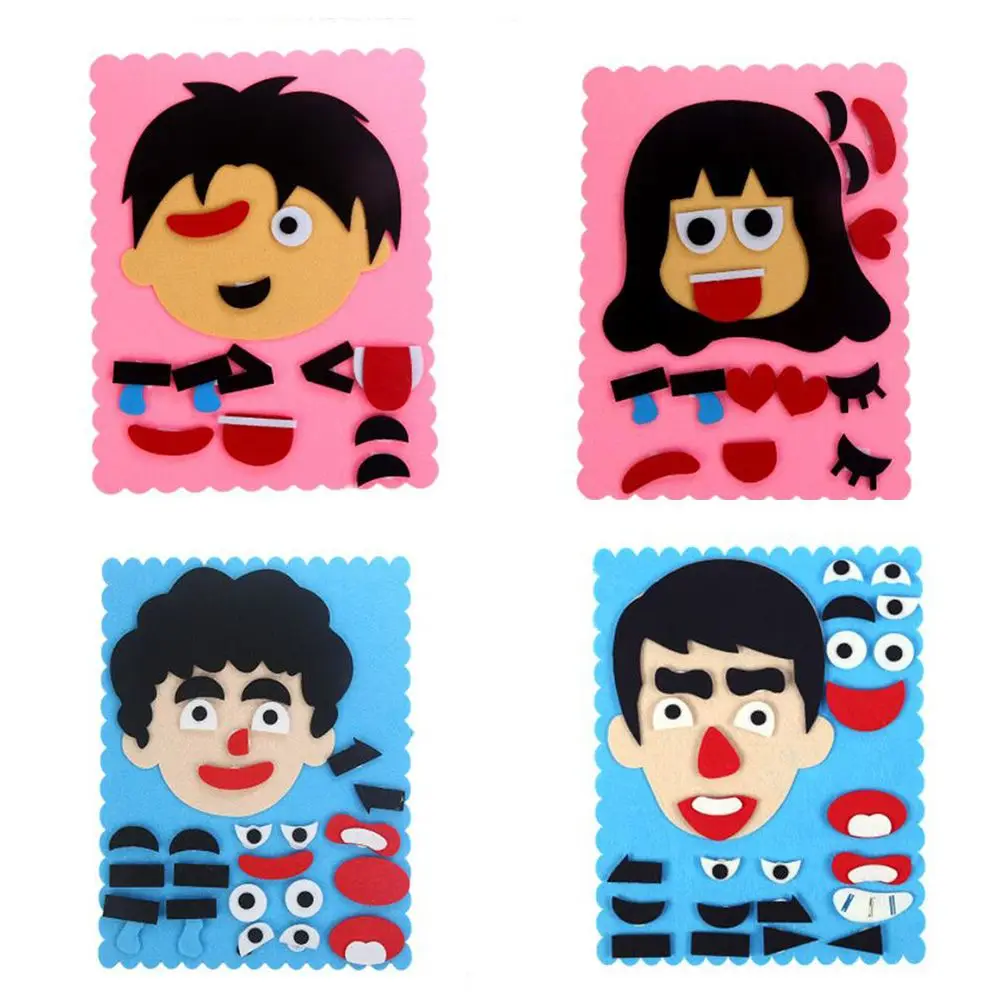 

Facial Expressions DIY Felt Fabric Handmade Stickers Toys for Children Emotion Change Puzzle Teaching Aids Kids Educational Toys