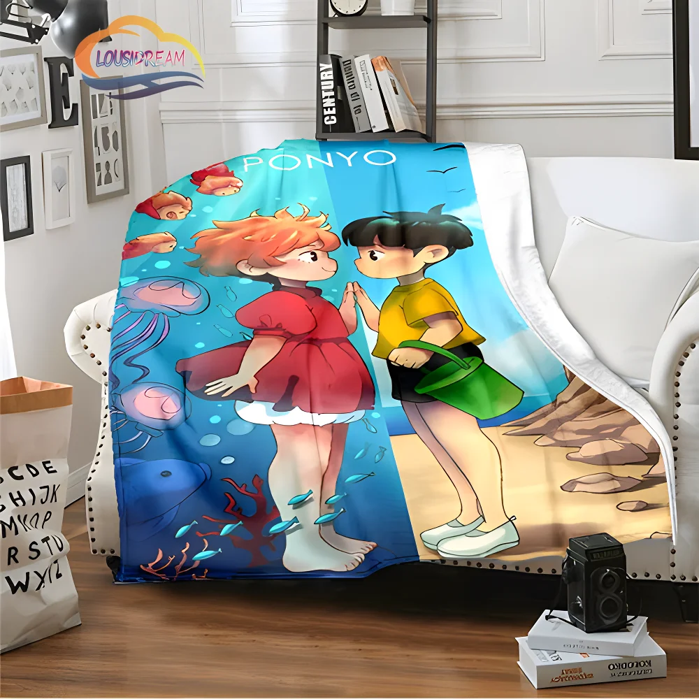 

Ponyo on the Cliff cute Cartoon blanket Miyazaki Hayao Animation series blanket Four seasons blanket for children and adults