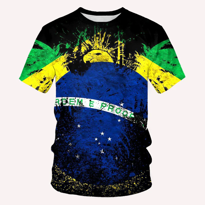 

Brazil National Emblem printed Men's T-shirt, crew neck Short - Sleeved shirt, fashion Street Clothing Men' s, extra large Loose, Comfortable and breathable, customized Summer New Style