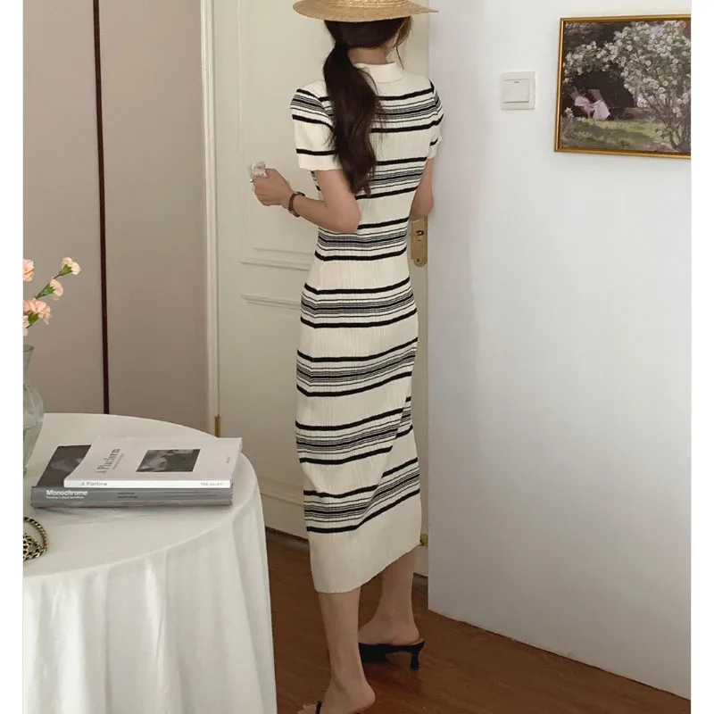 

Summer Korean Casual Hot Women Pink Dress 2022 Elegant One Piece Florals Print O-Neck High Waist Sweet Slim Puff Sleeve Vestidos