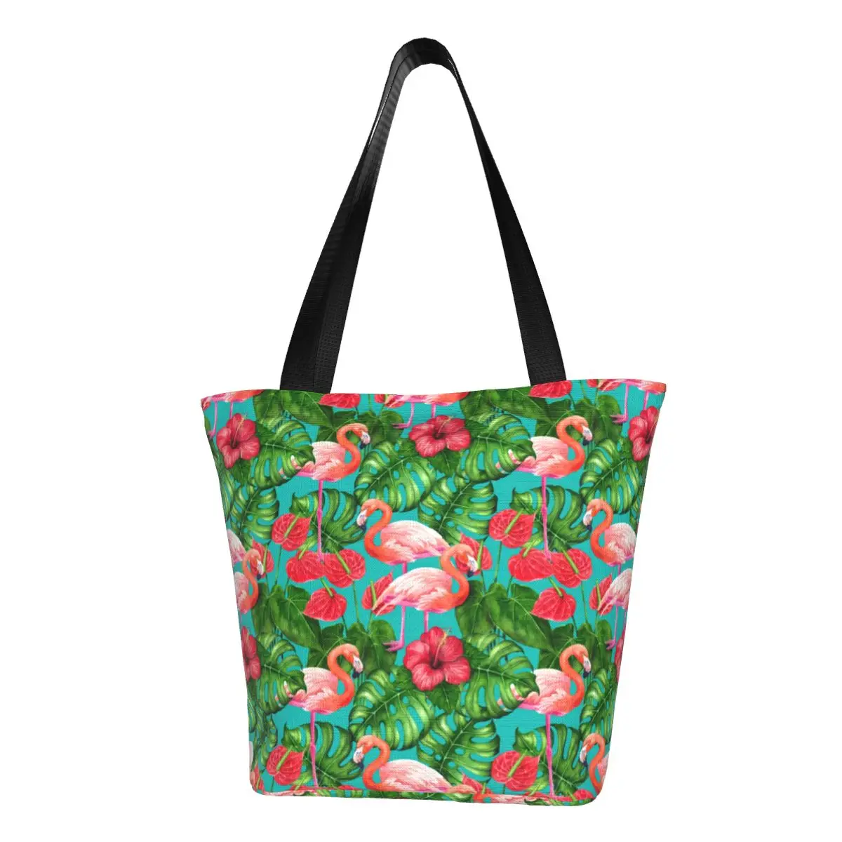

Flamingo Birds Shopper Bag Tropical Garden Shoulder Bag Student Office Cloth Tote Bag Funny Print Handbags