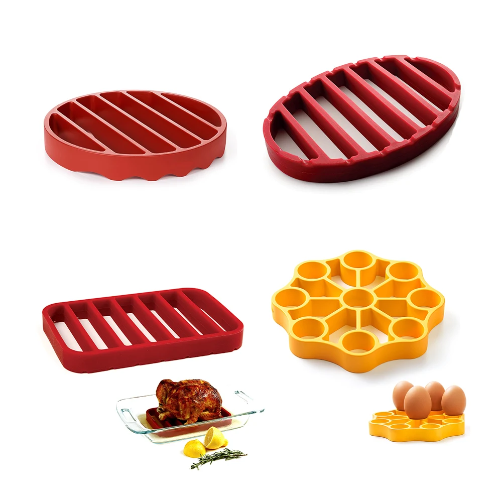 Rectangle/oval/round Silicone Roasting Rack Chicken/turkey Cooking Rack for Oven Pressure Cooker Air Fryer Accessories 0858