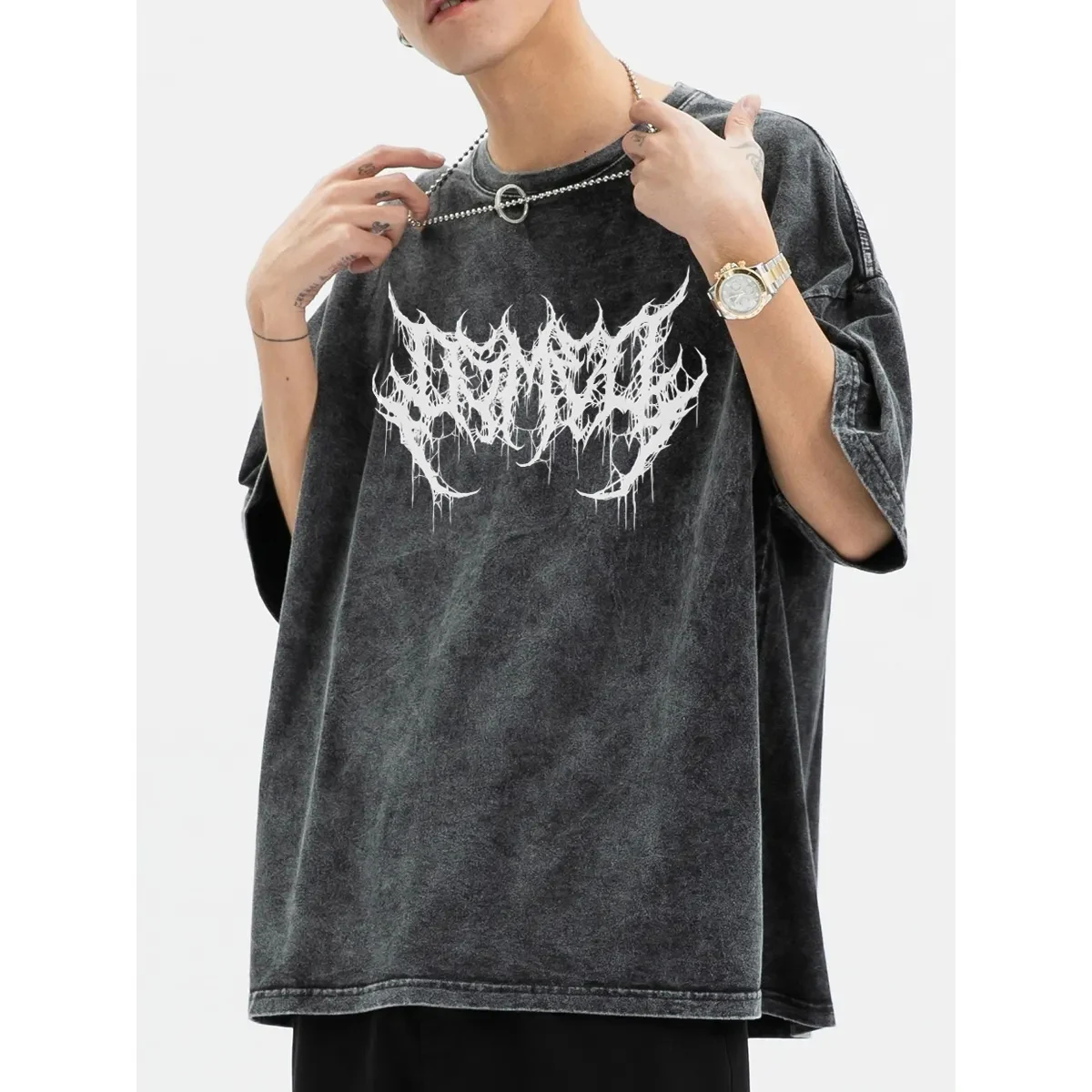 

Oversized Washed Punk T-Shirt 2022 Gothic Graphic Unisex High Street Vintage Loose Casual T-shirts Harajuku Cotton T Shirts man