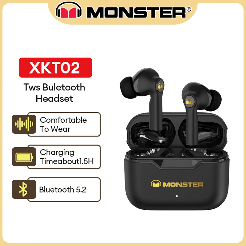 100% оригинальные наушники Monster XKT02 Bluetooth 5 1 беспроводные HIFI звук спортивные игровая