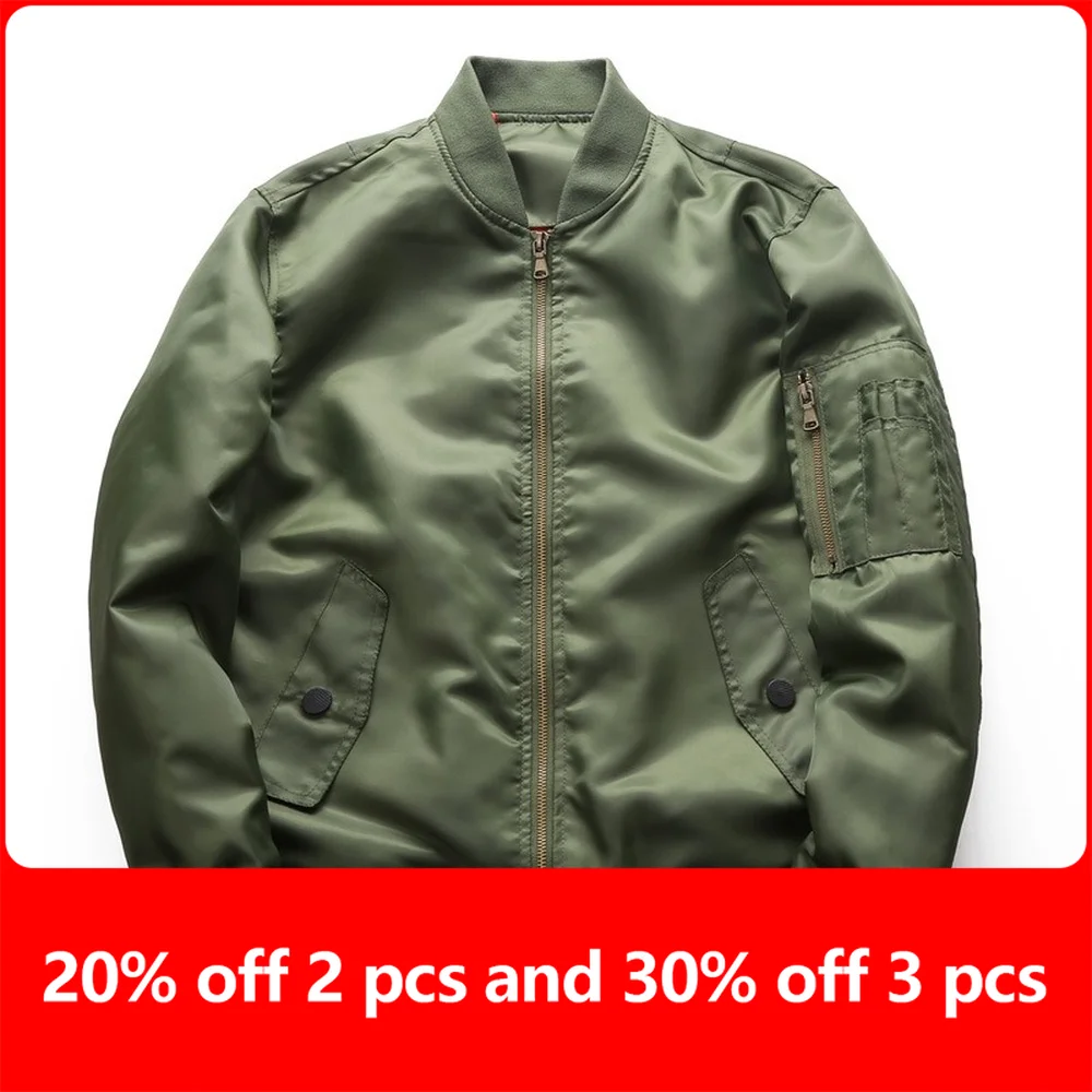 

Новинка, однотонная мужская куртка-бомбер, верхняя одежда, весна-осень, мужские бейсбольные куртки, Мужская тактическая летная одежда, паль...