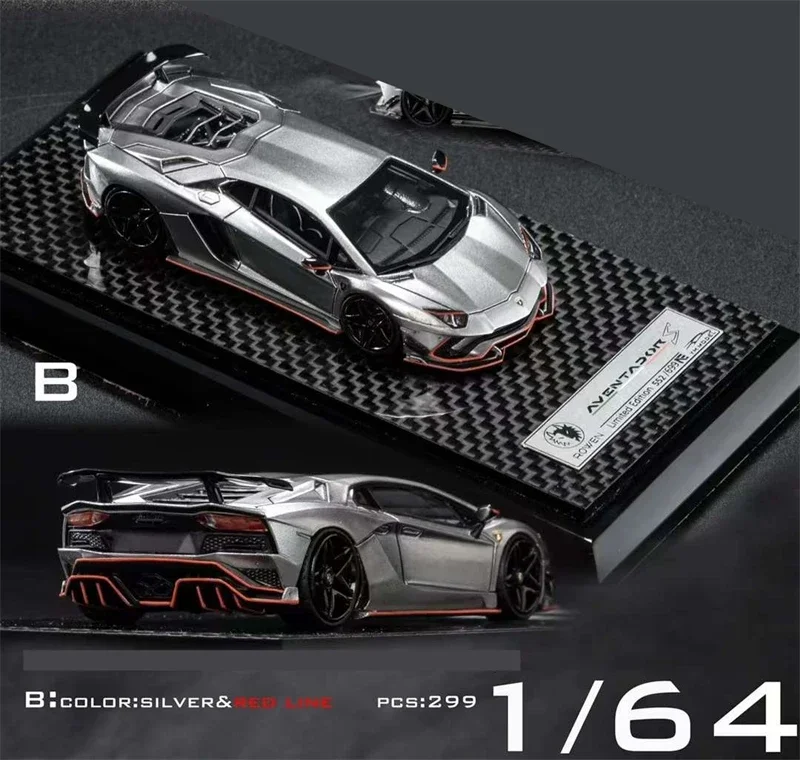 Модель YM 1:64 Aventador S Silver Rowen наклейка/красная линия модель автомобиля из смолы