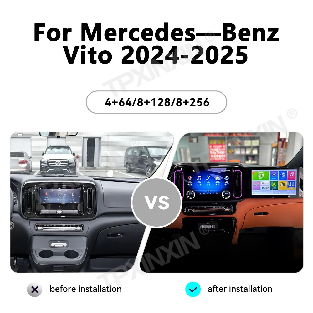 Фото DuaI 12,5-дюймовый сенсорный экран Android13 для Mercedes-Benz Vito 2024 2025 Автомобильный мультимедийный плеер GPS-навигация Радио DSP Головное устройство №1