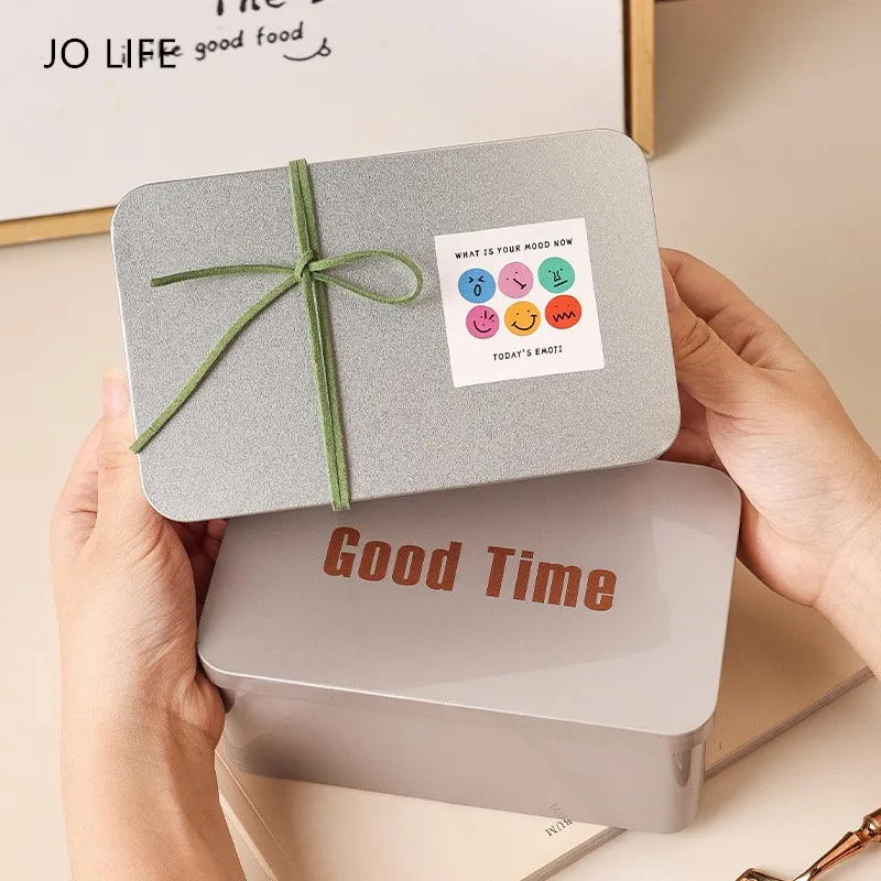 

JO LIFE Matte Color Original Silver Tinplate Storage Box Cookie Packaging Gift Dessert Biscuit Container Wrapping Iron Box