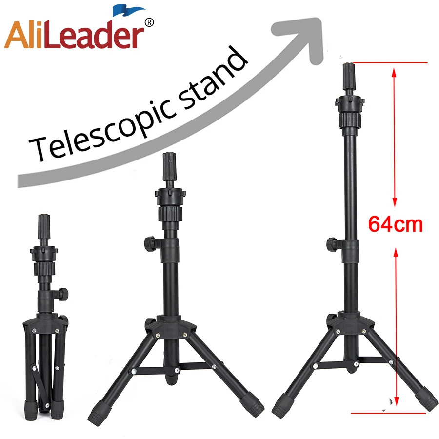 

64Cm Wig Tripod Stand Adjustable Mannequin Head Tripod Stand For Hairdressing Styling 64Cm Mini Black Wig Stand Tripod For Head
