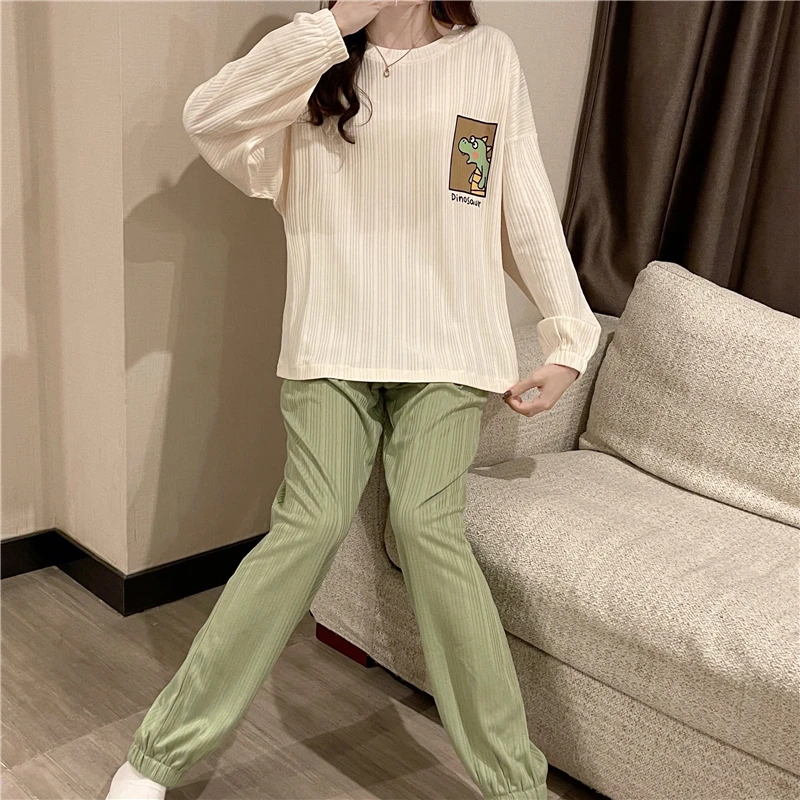 

Women's Sleepwear Set Cute Print Home Wear Clothes Pajamas for Women Autumn Winter Pajama Set Sweet Long Sleeve Top Girl Pijamas