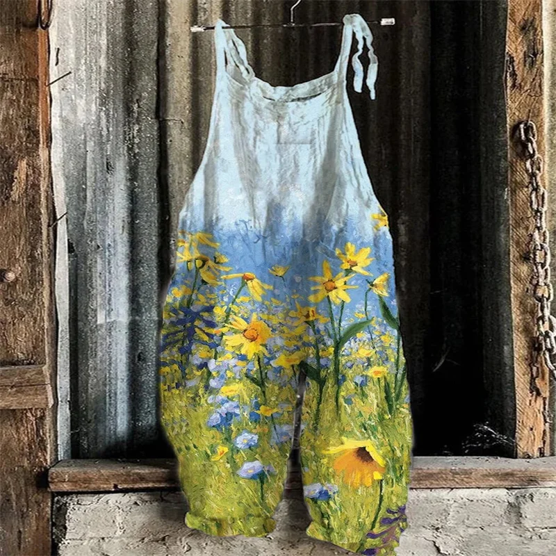 

Women Casual Jumpsuit Summer Solid Loose Wide Leg Pants Bib Overalls Fashion Pocket Sleeveless Strap Baggy Streetwear Rompers tr
