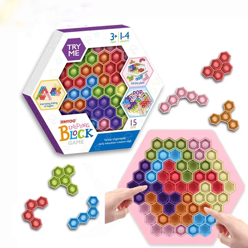 

Jigsaw Puzzle Fidget Toys AntiStress Silicone Push Bubble Building Block Board Stress Relief Sensory Toy Gift For Adult Children