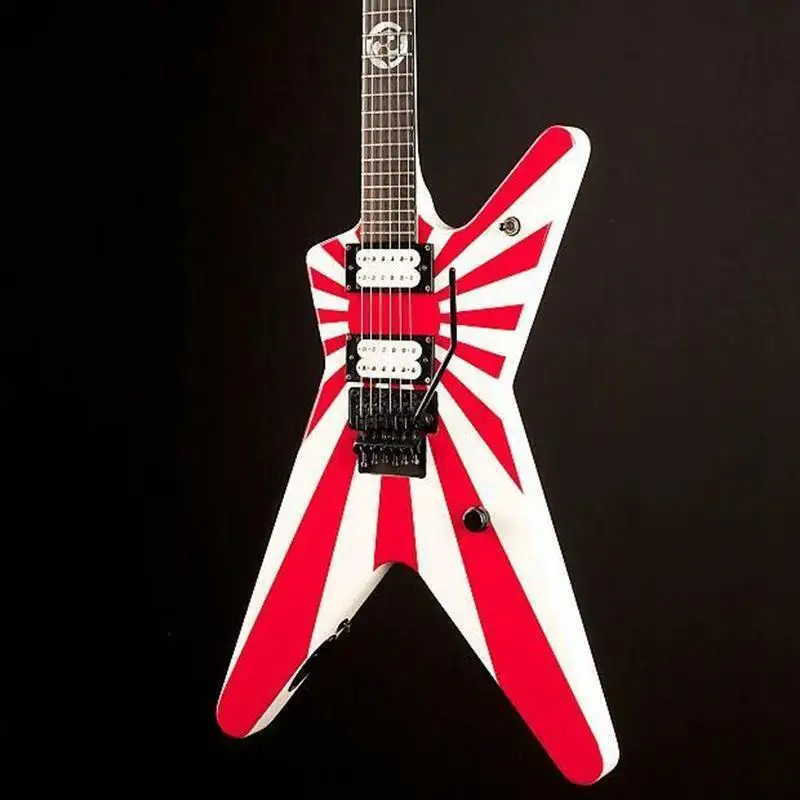 

New White and Red Electric Guitar Trivium Logo Inlay, Floyd Rose Tremolo Bridge,