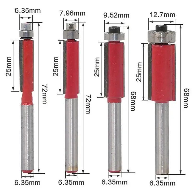 

UYANGG 1/4 Shank Milling Cutter Wood Carving Double Bearing Trimming Cutter Woodworking Engraving Straight Router Drill Set