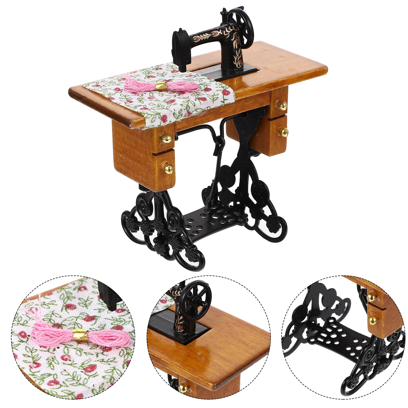 

Machine Sewing Minihouse Furniture Toy Model Miniaturekids Wooden Decor Accessories 1：12 Vintage Children Wood Tailor Accessory