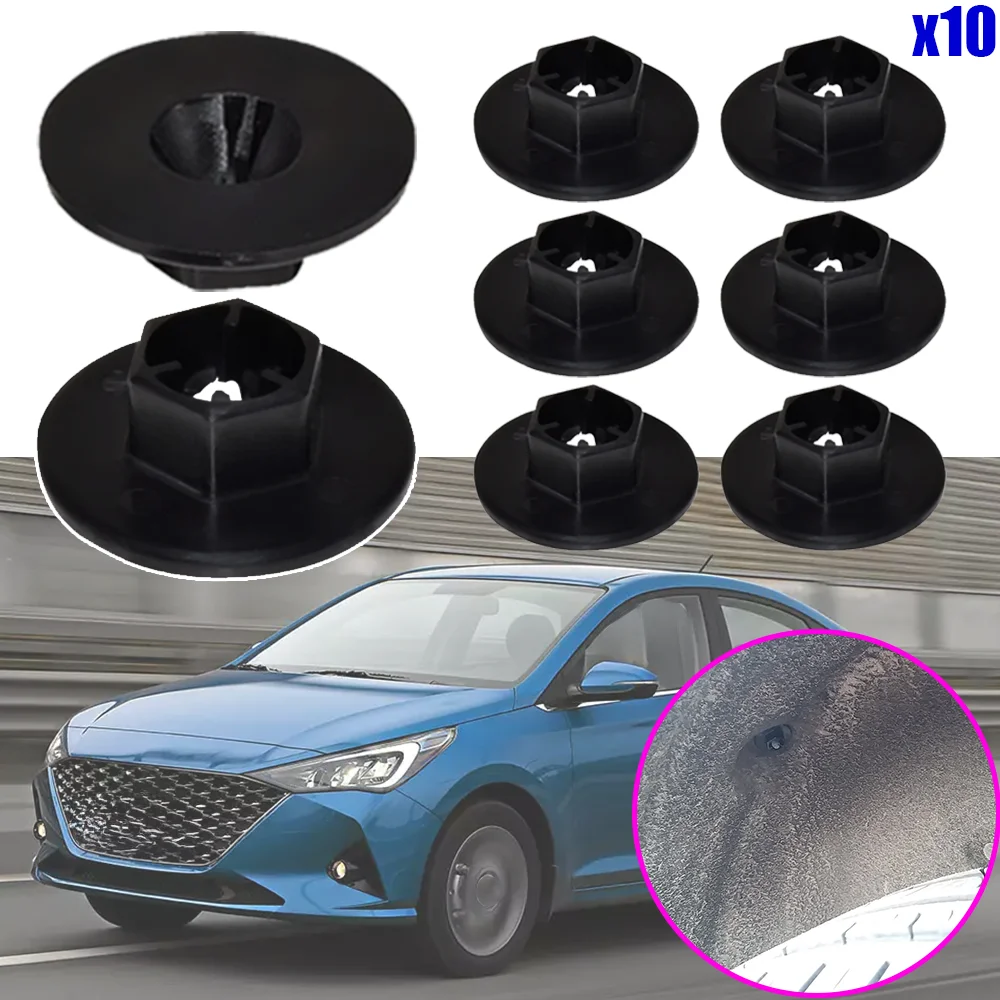 

10 шт., для Hyundai Solaris 2010 2011 2012 2013 2014 2015-2017 84145-26000, подкладка колесной арки автомобиля, зажим для брызговика, черный