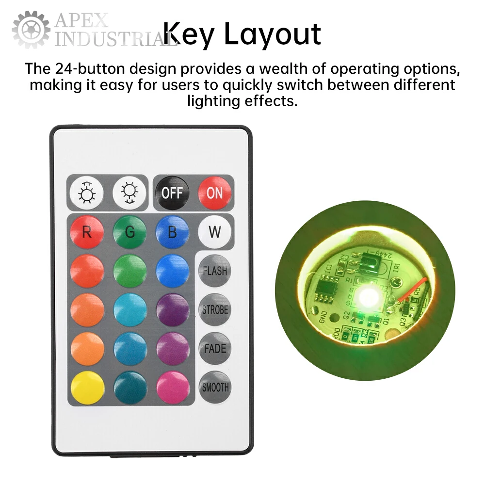 

Низковольтный цветной градиентный светодиодный RGB круглый кабель постоянного тока 5 В 1,5 Вт USB-переключатель и 24-клавишный ИК-беспроводной пульт дистанционного управления с затемнением
