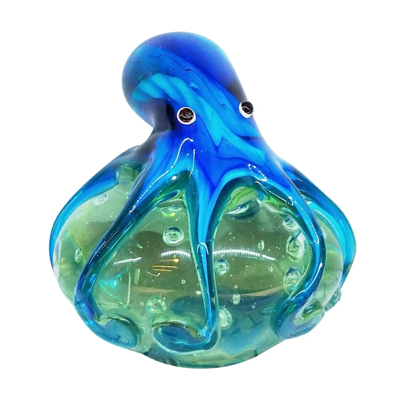 1Pcs Glass Octopus Ornament Animal Figurine Collection Showpiece Sculpture Home Office Fish Tank Decor Kids Gift