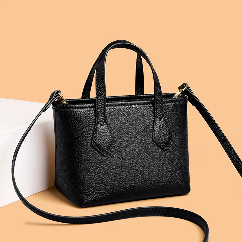 Купи New Brand Genuine Leather Women's Handbag Fashion Tote Bag Real Cowhide Ladies Shoulder Messenger Bag Female Small Bucket Bag за 1,378 рублей в магазине AliExpress