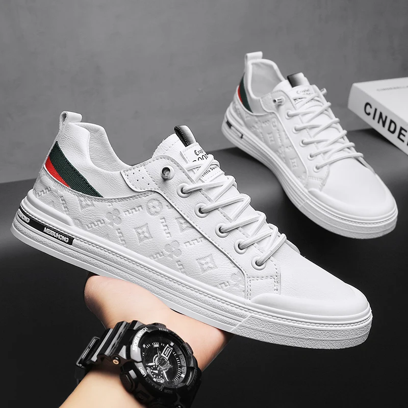 

Men Leather Shoes Designer Sneakers Man Male Fashion Tennis Shoes Luxury Brand Skateboard Casual Vulcanize Shoes for Men