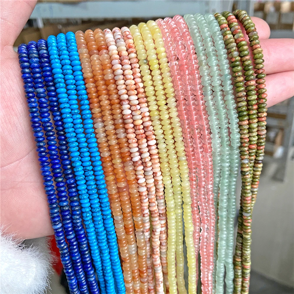 

2X4MM Natural Abacus Stone Beads Loose Spacer Flat Rondelle Beads for Jewelry Making Bracelets Necklace Accessories Wholesale