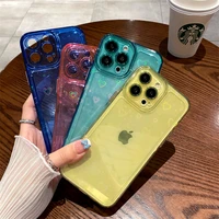 soft love heart candy color transparent phone case for iphone 11 12 13 pro max xs x xr 7 8 plus bumper shockproof back cover