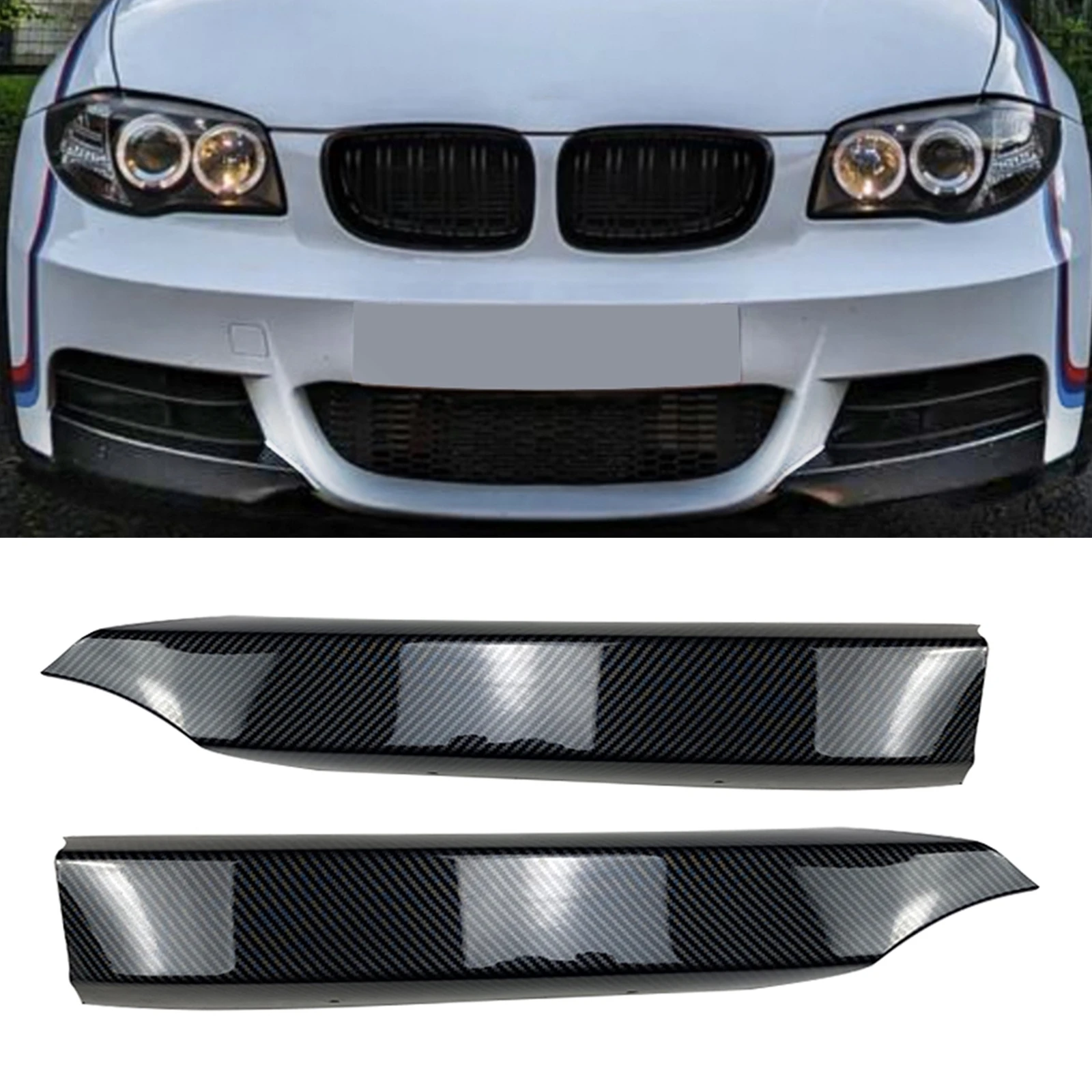 Front Bumper Side Splitter Cover For BMW 1 Series E82 E88 M-Tech 2008-2013 Lower Fog Light Air Vent Spoiler Trim Lip Replacement