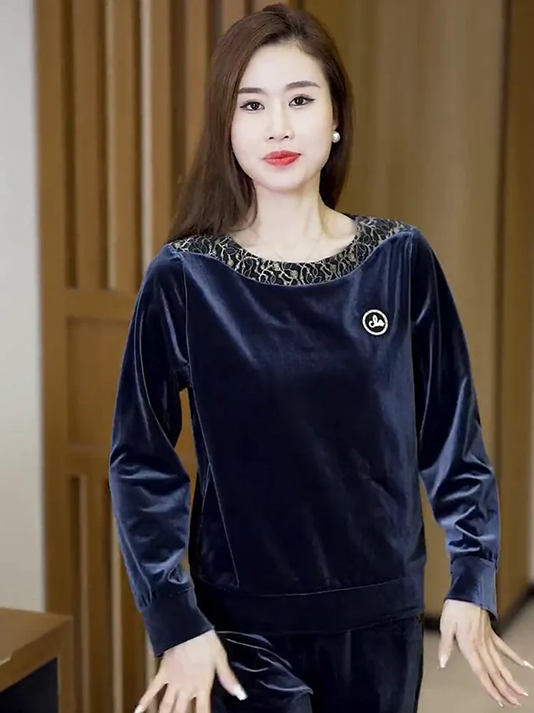 2024 весенне-осенний новый золотой бархатный комплект с вышивкой женские изящные