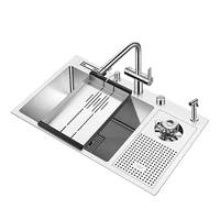 stainless steel bar sink with cup washer spray rinser for hotel cafe restaurant workstation single sink
