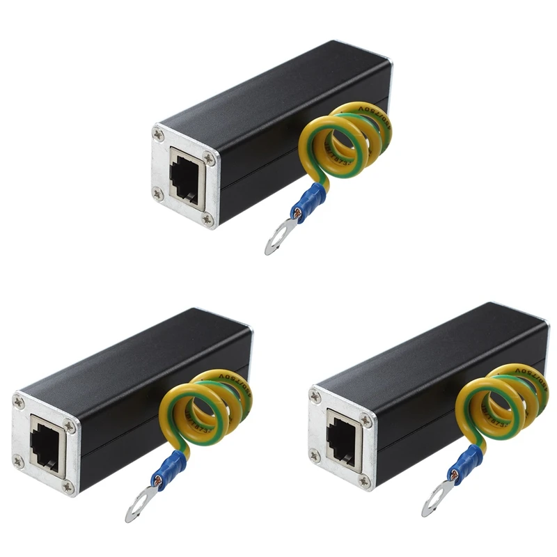 

3X RJ45 Plug Ethernet Network Surge Protector Thunder Arrester 100Mhz