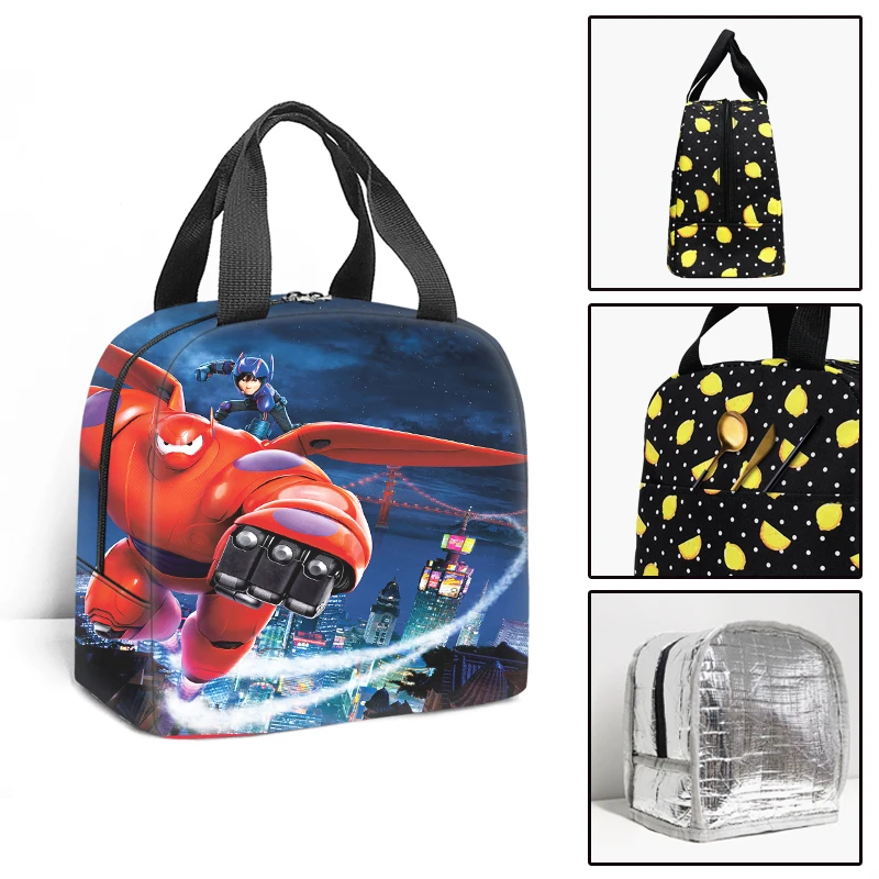 Disney Big Hero 6 Baymax Kids School Insulated Lunch Bag Thermal Cooler Tote Food Picnic Bags Children Travel Lunch Bags