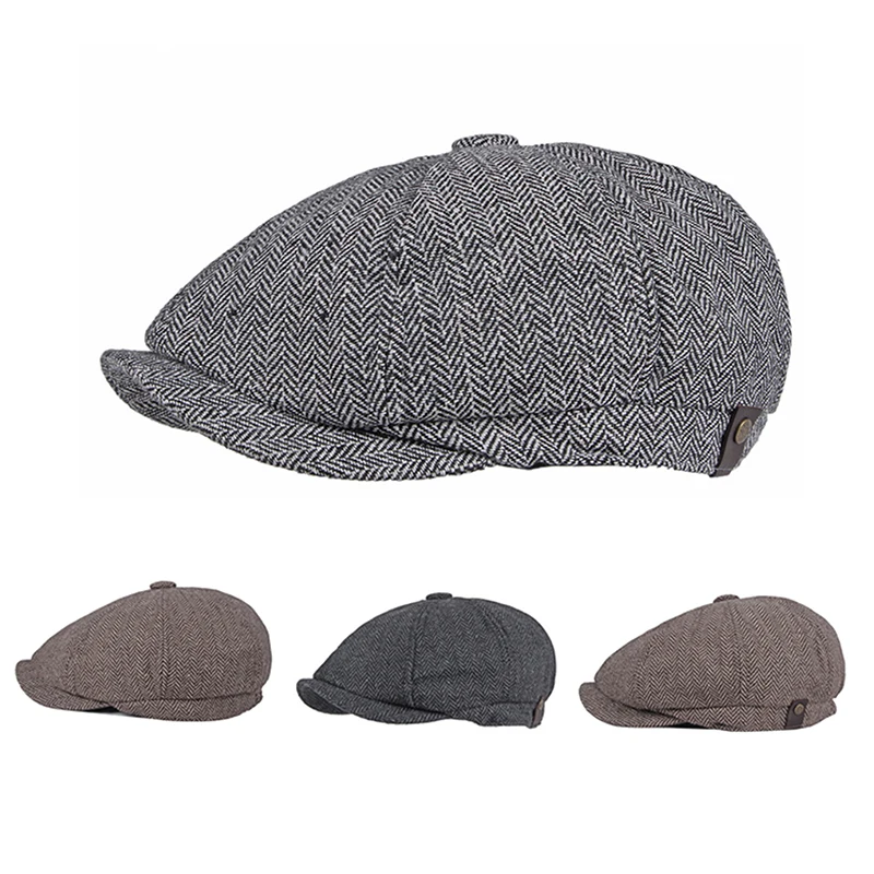 

Vintage Men Beret Newsboy Hat Celebrity Caps Tweed Peaky Blinders Berets Flat Peaked Cap Street Hats For Women Men Hiphop