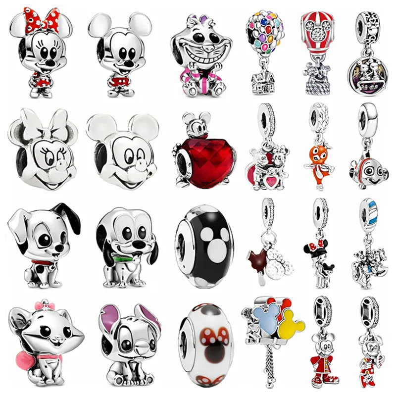 

Disney DIY Pendant Cartoon Mickey Minnie Jewelry Accessories Pandora Alloy Bracelet Beaded Animal Puppy Cat Accessories Gift