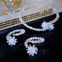 crystal flower collar for women elegant design new necklace bracelet ring wedding jewelry 2022