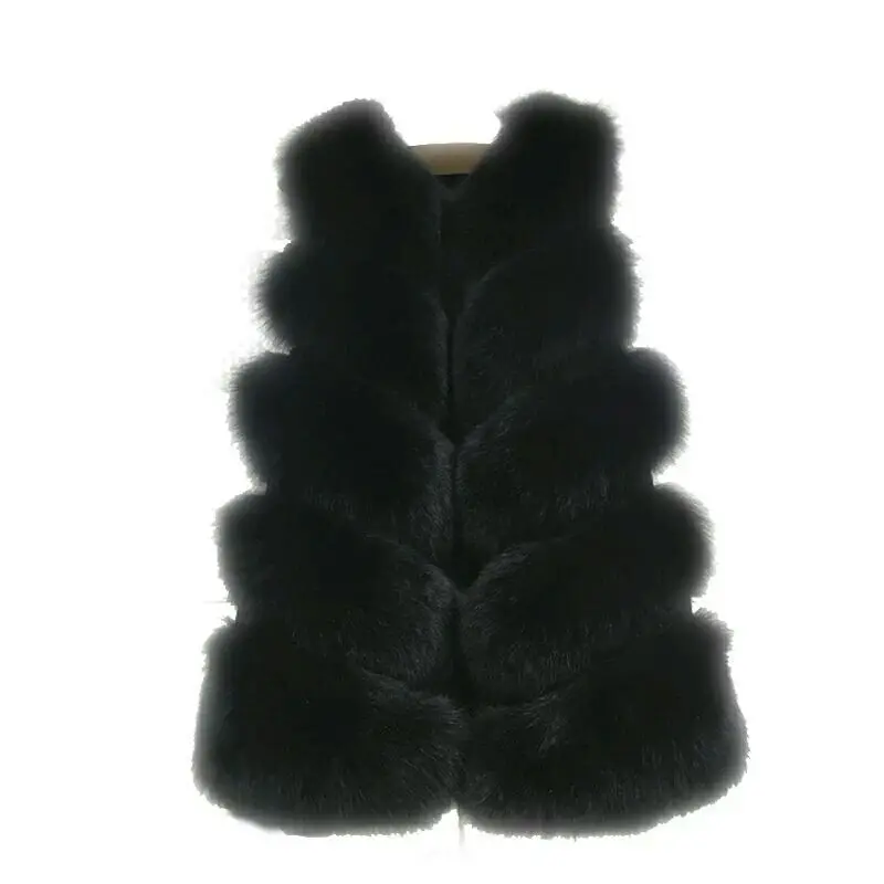Women's Fur Vest Mid-Length Autumn and Winter Faux Fur Vest Women's Stitching Imitation Fox Fur Vest Faux Fur Coat