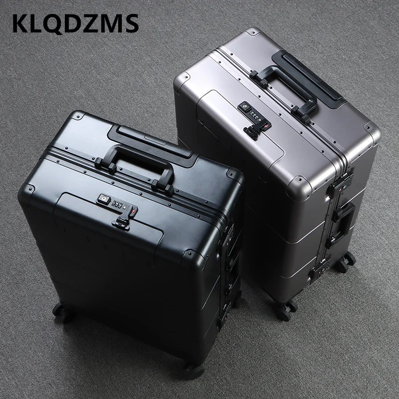 KLQDZMS 20’’24’’28 Inch All Aluminum Magnesium Alloy Men's Trolley Suitcase Business Boarding Code Box Women's Hand Luggage
