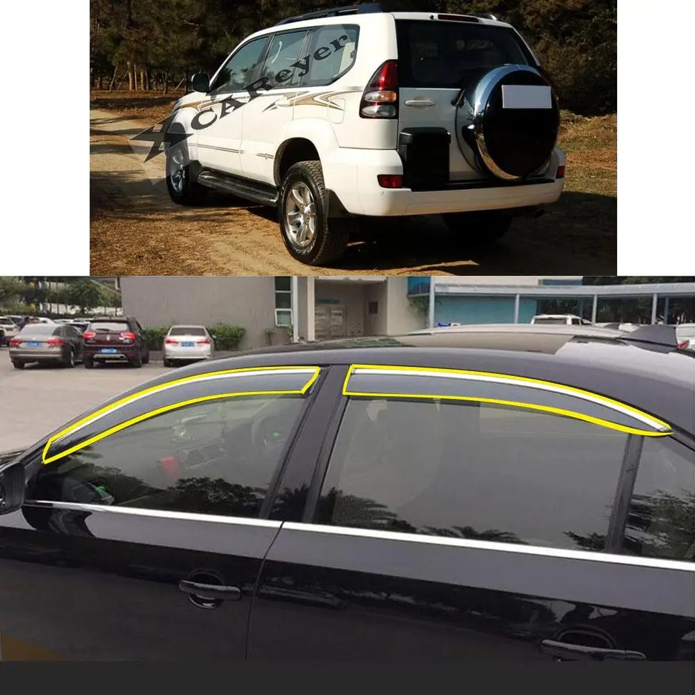 

Car Body Styling Sticker Plastic Window Glass Wind Visor Rain/Sun/Smoke Guard Vent Parts For TOYOTA Prado FJ120 2003-2009