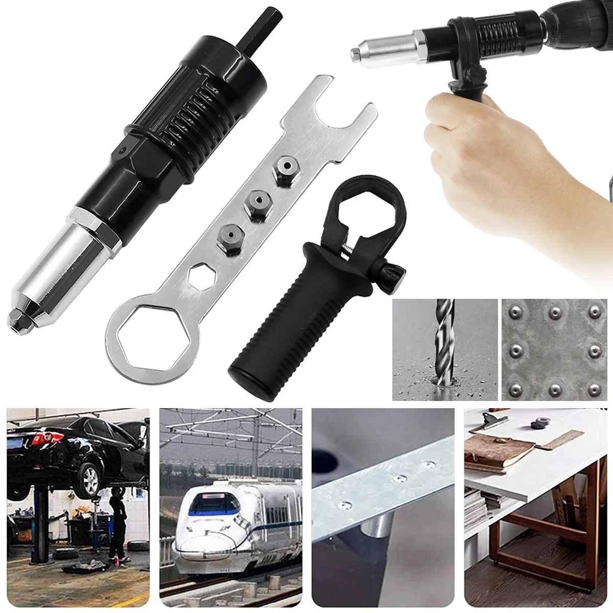 

Electric Rivet Nut Gun Riveting Tool Cordless Riveting Drill Adaptor Insert nut tool Multifunction Nail Gun Auto Rivet