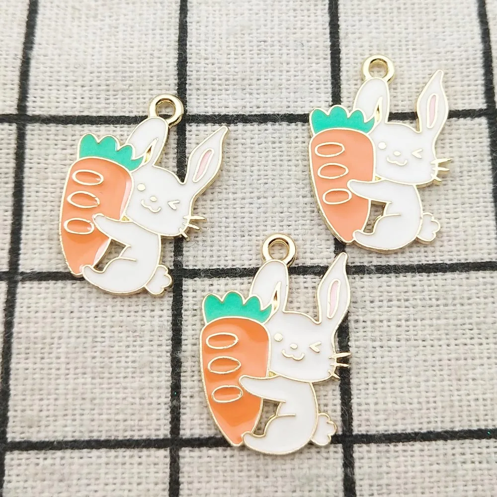 10 шт. эмалевые подвески в виде кролика, аксессуары для ювелирных изделий, серьги, подвески, браслет, ожерелье, подвески, фурнитура «сделай сам», товары для рукоделия 17x25 мм