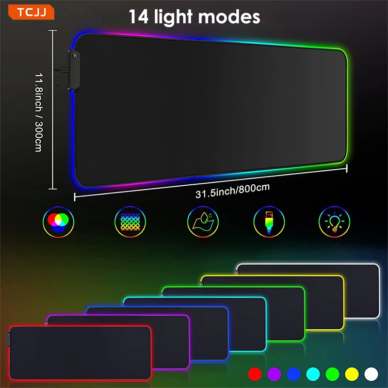 RGB-подставка для игровой консоли TCJJ, водонепроницаемый нескользящий и износостойкий Коврик для компьютерной мыши, несколько размеров