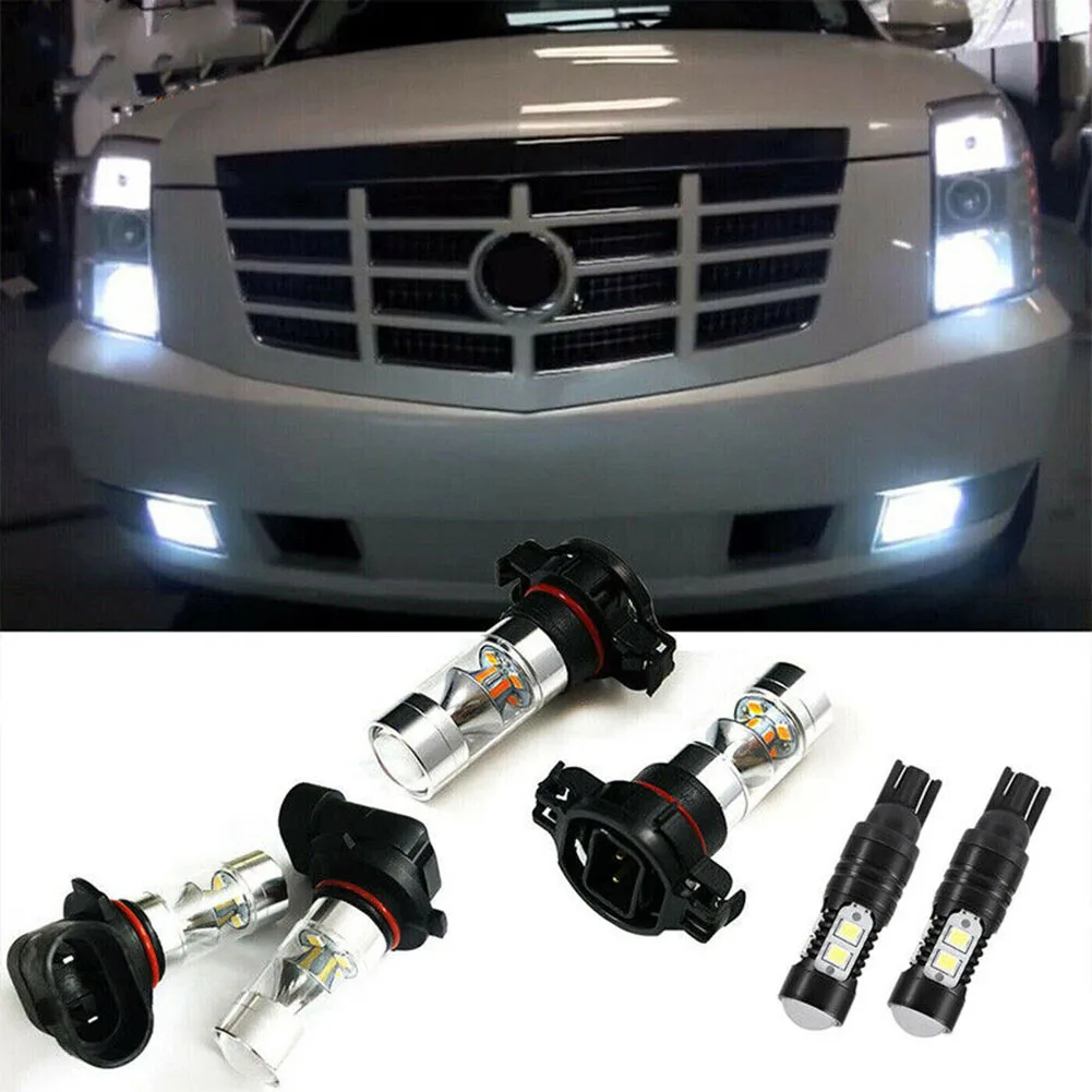 

6pcs White LED For Cadillac 2007-14 Car Fog Driving DRL Light Bulbs Combo Kit For Ford F-150, High/low Beam 2004 For RAM 1500