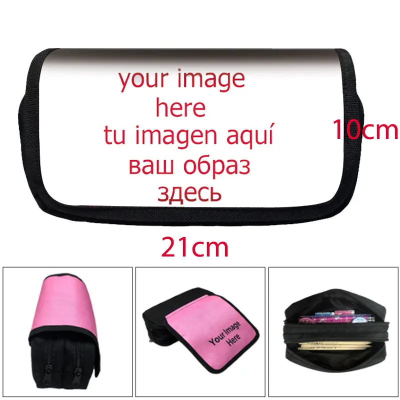 

Customize Your Logo / Name / Image Cosmetic Case Women Pencil Case Mini School Supplies Teenagers Pencil Box Bilayer Holder