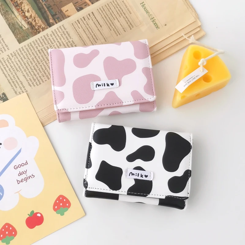 

Printed PU Wallet Cute Business Card Holder Women Girl's Coin Purse Pouch Tri-fold Cartoon Short Wallet